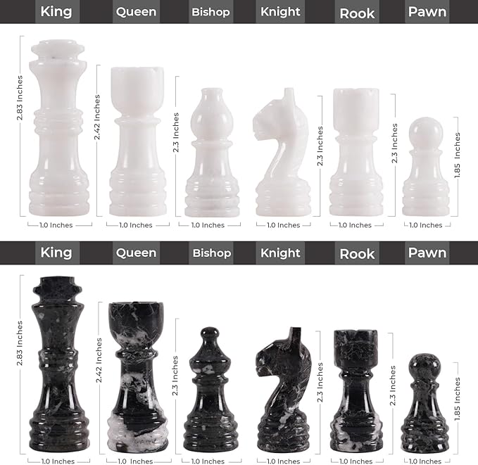Marble Chess Set for Adults with Complementary Storage Box 15 White &amp Black Handmade Chess Board Game Luxury Board Games for Adults with Extra Queens