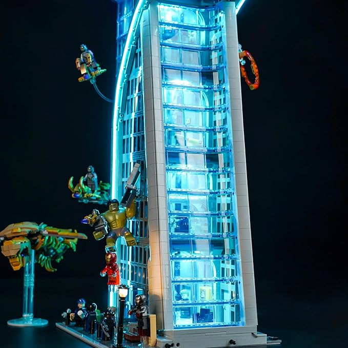 Upgraded Led Light Kit for Lego Avengers Tower Battle Building Toy Set Remote Version Compatible with Lego 76269 Gift Idea for Boys Girls and Kids (Model Not Included)