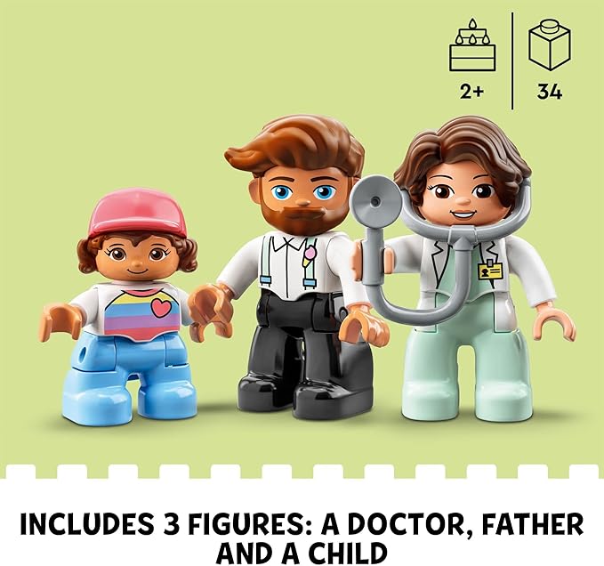 LEGO DUPLO Doctor Visit 10968 - Large Bricks Building Set Educational Early Learning Toy Includes Doctor Father and Child Figures Great Development Gift for Toddlers Girls and Boys 2+ Years Old