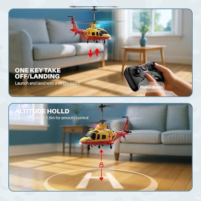 SYMA S53H Remote Control Helicopter with Simulation Rescue Design One Key Take-Off Altitude Hold Low Battery Alert for Boys and Enthusiast 8.66x2.36x3.7 in