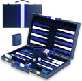 Large Backgammon Sets for Adults - Classic Board Games for 2 Players Adults and Kids - Premium Backgammon Set 15 inch Board and 30 Backgammon Pieces in Quality PU Leather Case - Gift for Man (Blue)