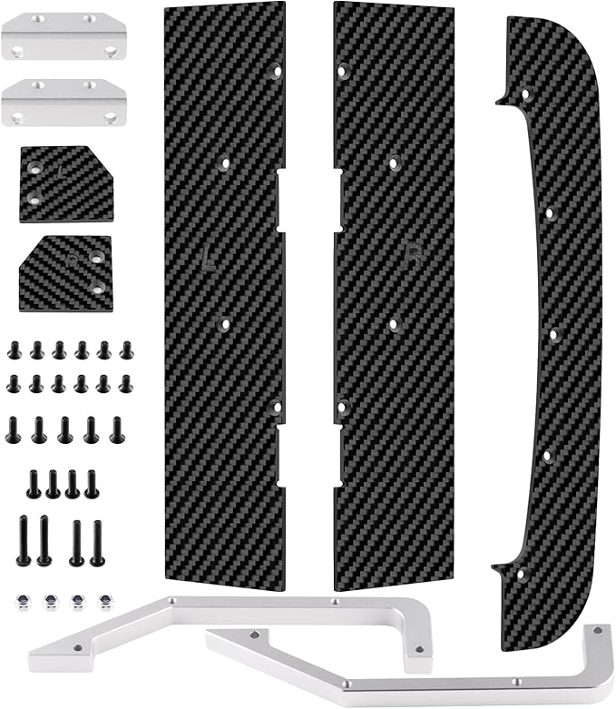 RCLIONS 1set Carbon Fiber Front&ampRear SplitterChassis Widening Side Skirts for ARRMA Infraction BLX 3S 1/8 Racing Car Upgrade Parts (Silver)