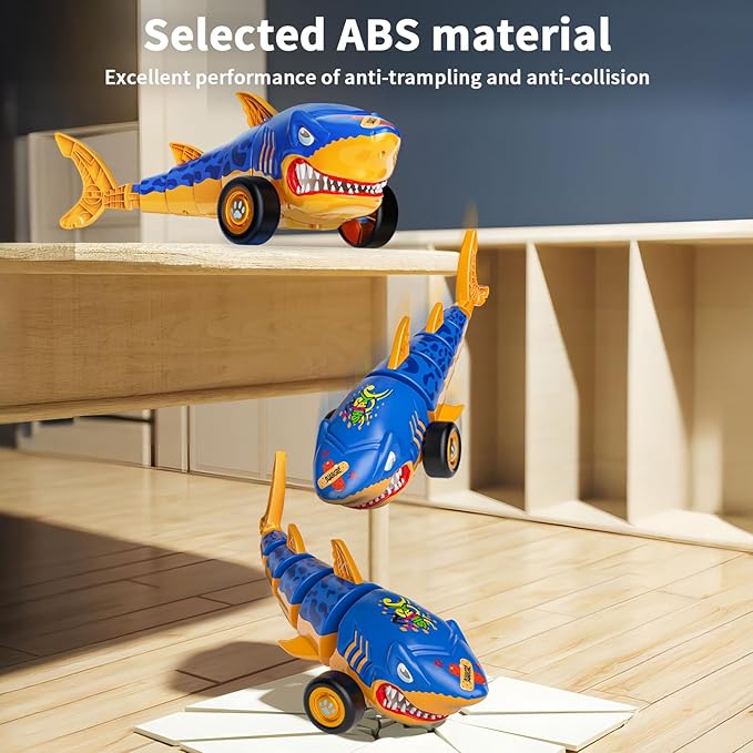 RC Shark Car Toy for Kids 2.4Ghz Remote Control Shark with Swinging Tail Shark Toy with LED Lights RC Car Toys for 3 4 5 6 Year Old Kids Idea for Boys &amp Girls
