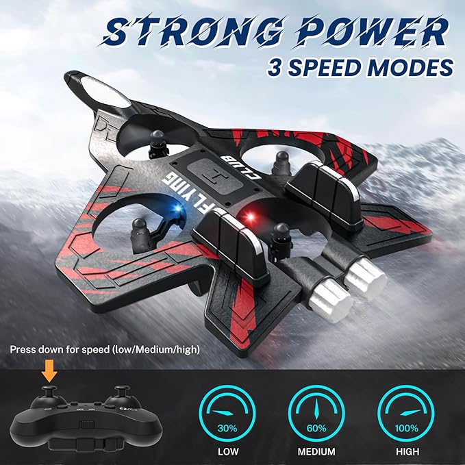 RC Plane - RC Airplane Fighter Foam Remote Control Airplanes RC Plane Fighter Jet with Auto Hover Headless Mode 3D Flip Colorful LED Lights &amp 3 Batteries