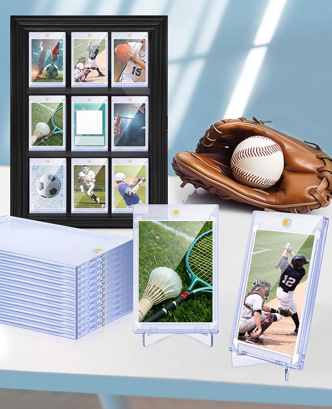 25ct Magnetic Card Holders: 35 pt Magnetic Cards Case for Trading Cards U-V Protection Hard Plastic Card Protectors for Sports Baseball Game Standard Display