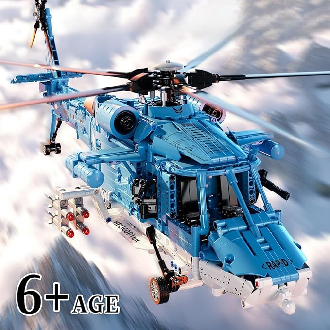 Powered Military Helicopter Building Blocks Set – 1521PCS Army Aircraft Bricks Model with Motor-Driven Rotors Power Module &amp Mechanical Gear System – STEM Engineering Toy for Boys Teens &amp Ad