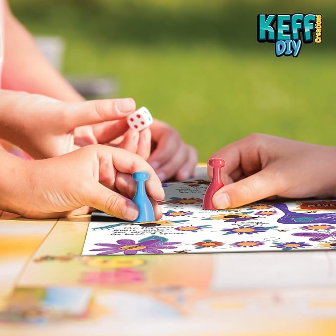 KEFF Make Your Own Board Game Set - DIY Blank Game Board Kit with Game Pieces Blank Cards Dice Spinner Pawns &amp More - Fun Family Board Games for Kids &amp Adults