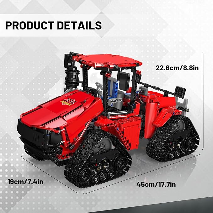 Mould King 18020 Tractor Building Set Remote Control Crawler Tractors Toy with 4 Motors Buildabe Farm Vehicle to Play Construction Car Model for Adults Ideal Gifts (1698 Pieces)