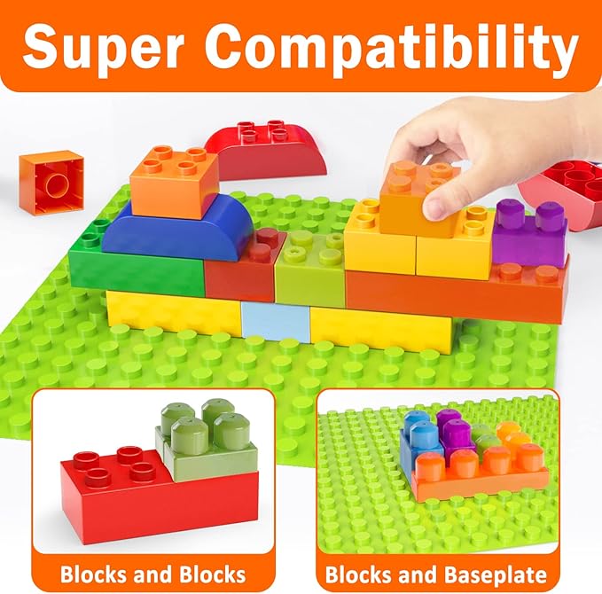 Building Blocks for Toddlers 2-5 Including a Baseplate 150 Piece Big Building Blocks for Kids Block and Bricks Set Educational Toys for Children Boys Girls All Ages Compatible with All Major Brands