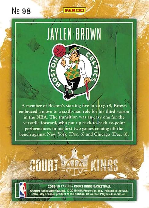 2018-19 Court Kings International Basketball #98 Jaylen Brown Boston Celtics Official Blaster Exclusive NBA Trading Card By Panini America