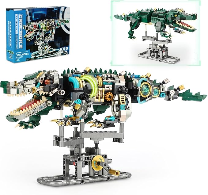 Ideas Mechanical Crocodile Building Set - Alligator Animal Toy with Display Stand and Light Compatible with Lego Dinosaur STEM Gift for Adults &amp Teens Boys Ages 14+ (996 PCS)