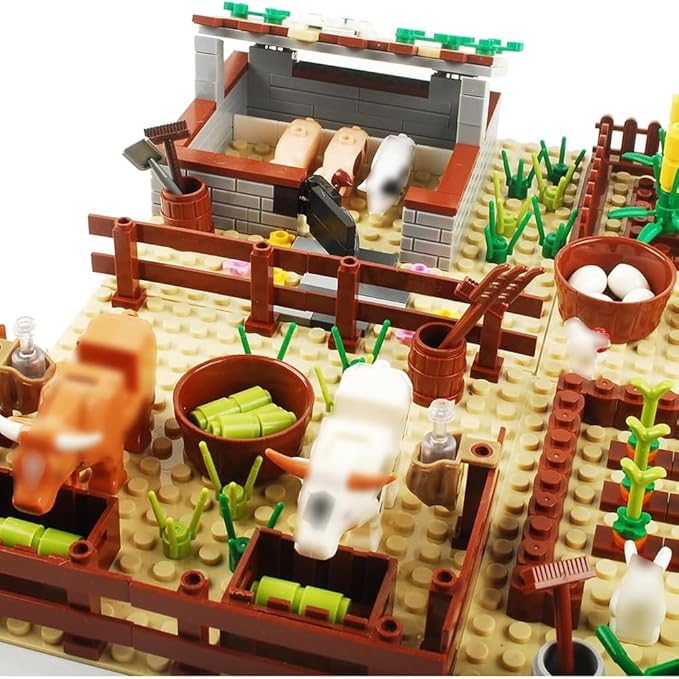 Farm Field Set Building Blocks Plant Animal Crops Building Bricks Kit DIY Building Set Compatible All Major Brands (Animal)