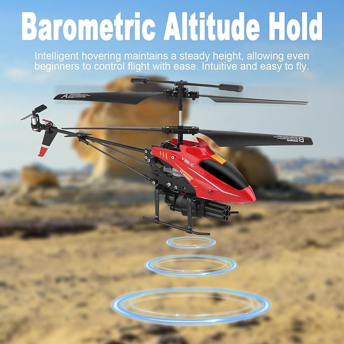 GoolRC Remote Control Helicopter WLtoys V398-C 3.5 Channel RC Helicopter with 6-Axis Gyroscope Altitude Hold LED Light Simulate Firing 2.4GHz Flying Toys for Beginners