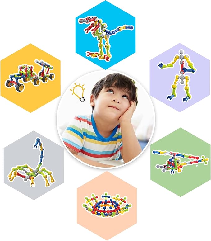 170 Pcs Building Toys for Kids Ages 4-8 with Toy Box Storage Idea Guide Building Blocks STEM Toys for 3 4 5 6 7 8 9 Year Old Creative Kids Activity Christmas Birthday Gifts for Boys Girls
