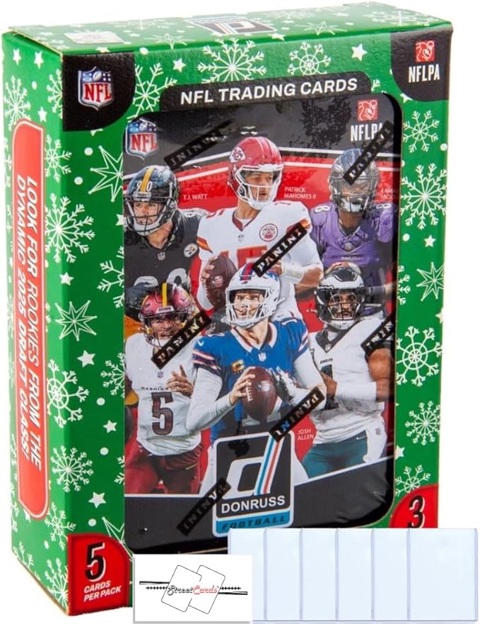 2025 Donruss Football Winter Tin with 15 Trading Cards + 6 Toploaders + STREETCARDS Magnet!