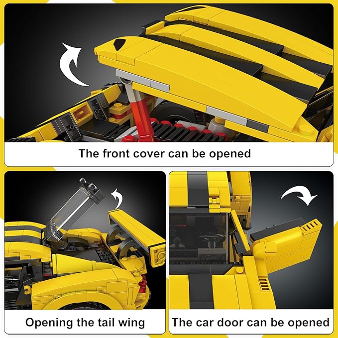 Mould King 10046 Supercar Building Block Kits Dodge Viper Car Model Building Sets MOC Car Gift for Kids/Adult Collections Enthusiasts 1236 Pieces