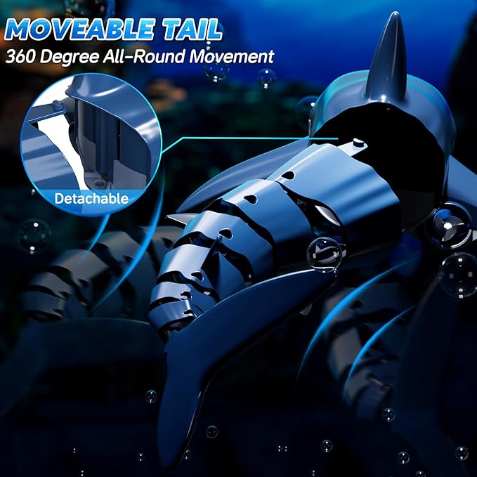 Remote Control Shark Toys for Boys Kids 1:18 Scale High Simulation Shark for Pool 2.4Ghz Electric RC Fish Boat Toys with Light &amp Spray Toy Sharks Gifts for 6 7 8 9 Year olds Kid Boys Girls