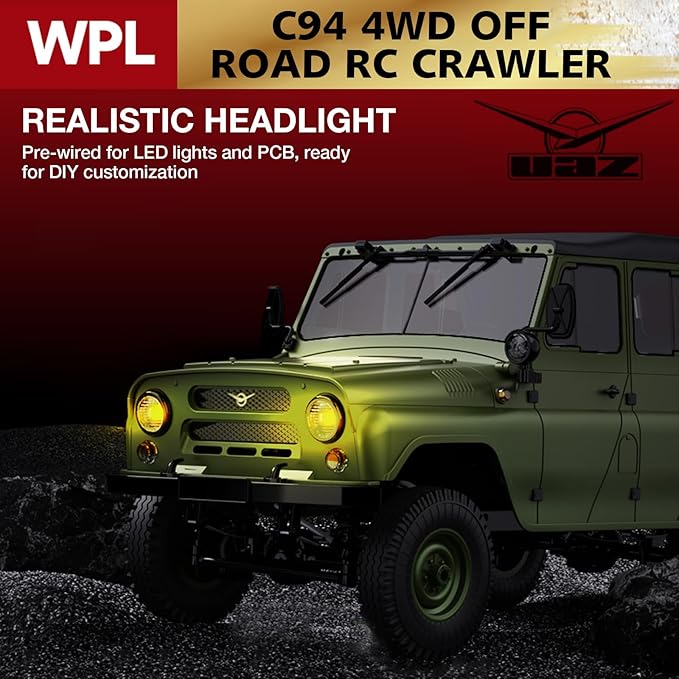 ARRIS WPL C94 UAZ-469 1/12 RC Crawler 4WD RC Rock Crawler Truck RTF Off-Road Military RC Car Hobby-Grade Trail Truck for Adults