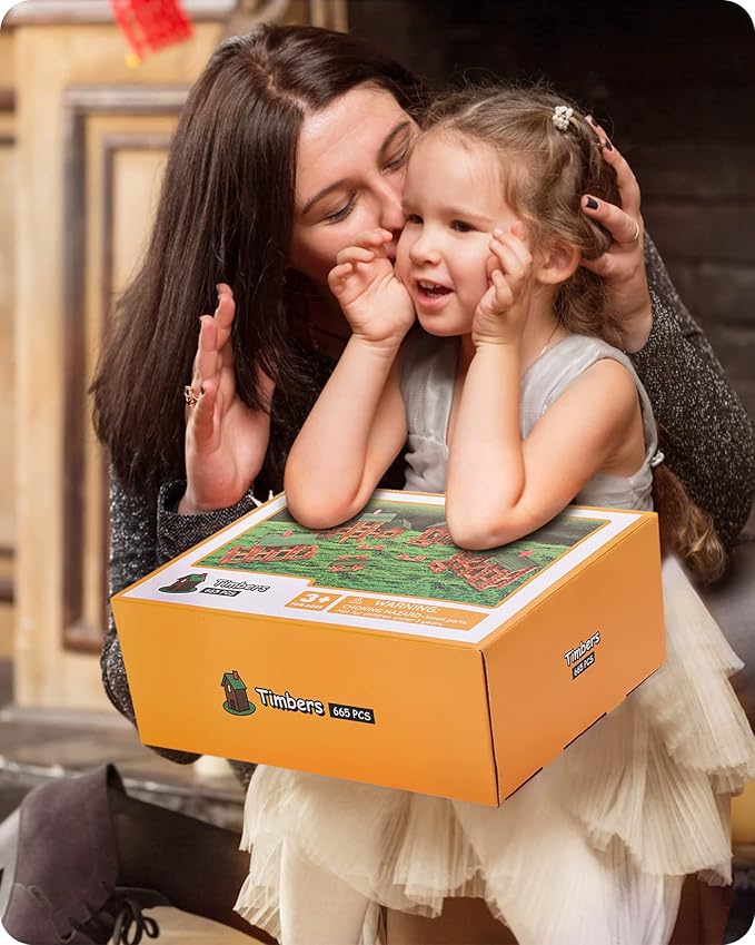 SainSmart Jr. 665 PCS Wooden Log Cabin Set Building House Toy for Toddlers Classical STEM Construction Kit Compatible with Lincoln Logs for 3+ Kids