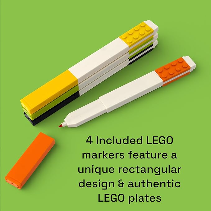 LEGO Stationery Creativity Set with Building Toy - Animal (53666) Includes 1 Sticky Note Pad 4 Markers 1 LEGO Building Toy