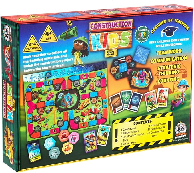JH5 Construction Kids Board Game for Kids Ages 4 and Up Fun and Cooperative Building Game for 2-4 Players Easy to Learn Perfect for Family Time