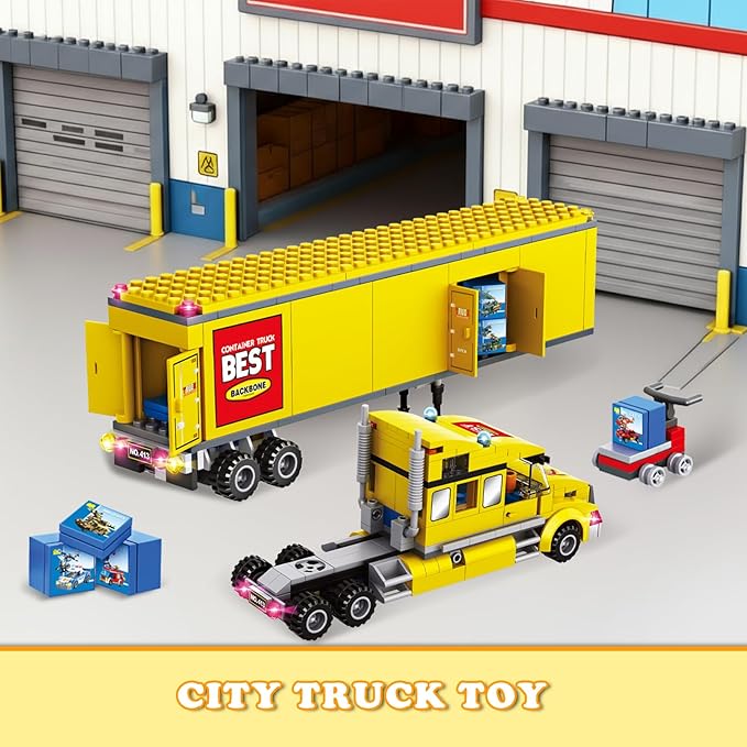 City Delivery Truck Building Blocks Set for Kids 6+ 342PCS Compatible with Lego Semi Truck Model with Detachable Cab&ampOpenable Cargo Construction Brick Toy STEM Educational Gift for 6+ Boys Girls