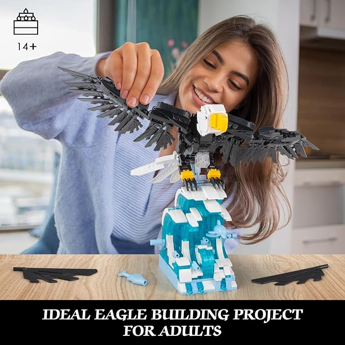 Ideas Eagle Animals Building Set MOC Eagle Creative Bird Model Creator 2 in 1 Animal Lover Owl Birds Kit Collectible Gifts Toys for Adults and Teens Age 14+ (1018 PCS)