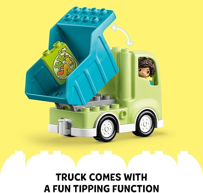 LEGO DUPLO Town Recycling Truck 10987 Building Toy Set Learn Through Play with This STEM Creative Birthday Gift for Toddlers Boys Girls Ages 2+ Comes with 3 Sorting Bins for Recycling
