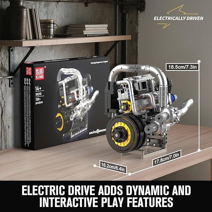 Mould King 10215 Engine Building Kit for Adults MOC Ideas Mini Transmission Engine Model Toy for Display STEM Building Project for Teens 14+(739 PCS)