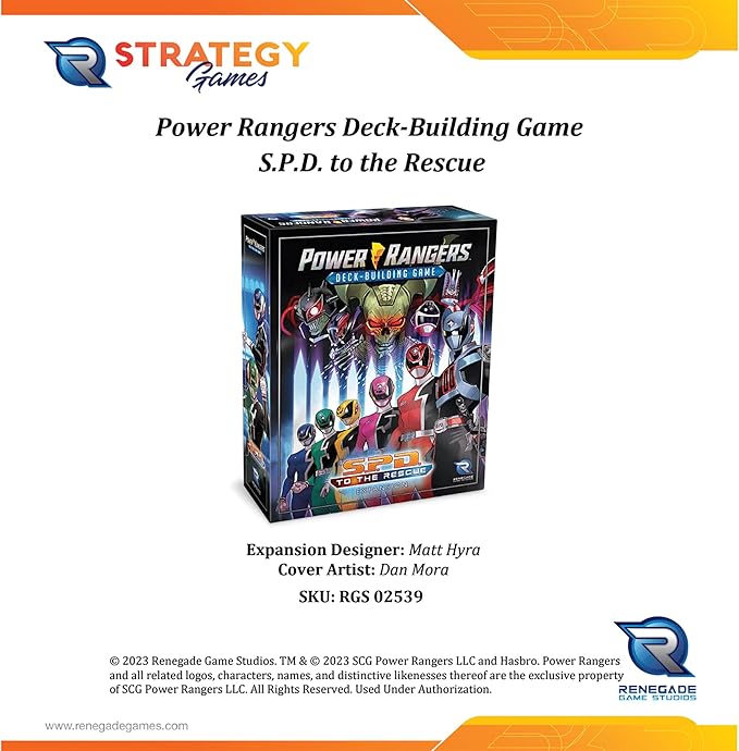 Renegade Game Studios Power Rangers Deck-Building Game S.P.D. Expansion Stackable Cards Strategy 2-4 Players Ages 14+