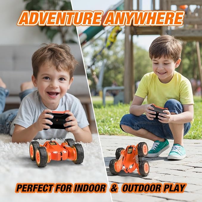 Remote Control Car Rechargeable RC Cars &amp Remote 360° Flips Rotating 2.4Ghz 4WD All Terrain Stunt Race Car Toy Christmas Birthday Gift for Kids Boys 3-12