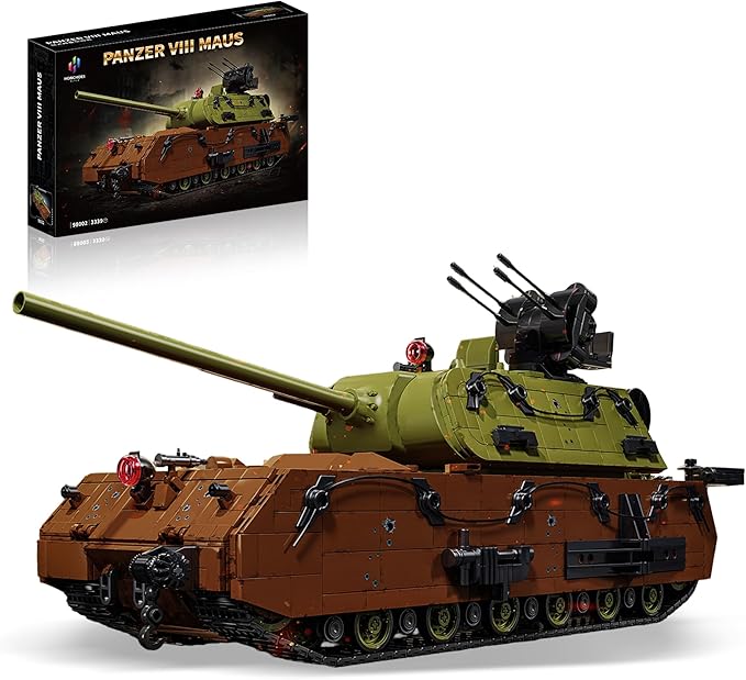 WW2 Panzer VIII Maus Tank Building Sets for Adults Army Military Vehicles Collectible Model for Home Decor (Multicolor)