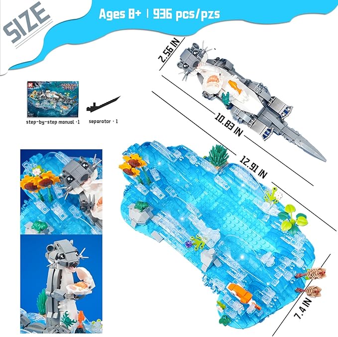 Dabbling Otter Toy Building Set - 936 PCS with Otter Sunflower Small Fish &amp Shells Creative Building Toy for Ages 8+