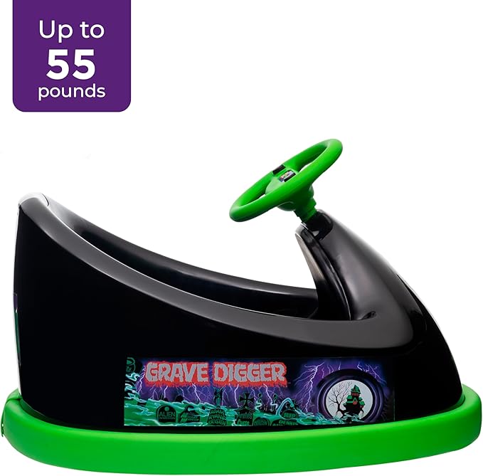 Monster Jam Bumper Car for Kids 2 Speed Electric Bumper Car Vehicle Toddler Bumper Car with Remote Control and 360 Degree Turning 6V Motor LED Lights Gifts for Toddlers