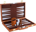 Backgammon Set 2 Players Classic Backgammon Sets for Adults Board Game with PU Leather Case Portable and Travel Backgammon Set (Brown 15inch)
