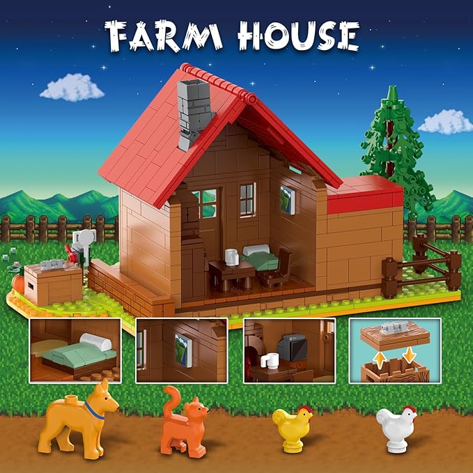 Friends Farm House Building Set Compatible with Lego for Adults Farm Building Kit with Animals for Boys and Girls Halloween 845 pcs