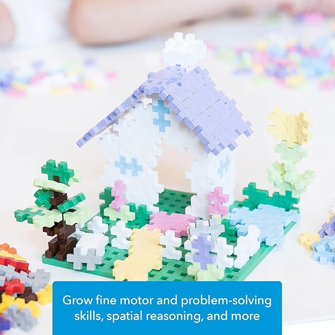 PLUS PLUS 240 Piece Interlocking Building Blocks for Kids Open Ended Connecting Toys STEM Bin Mini Manipulatives - Pastel Mix Play Tube &amp Baseplate