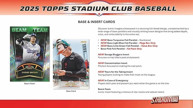 2025 Topps Stadium Club Baseball Mega Trading Card Box (2 Sepia Parallels Per Box)