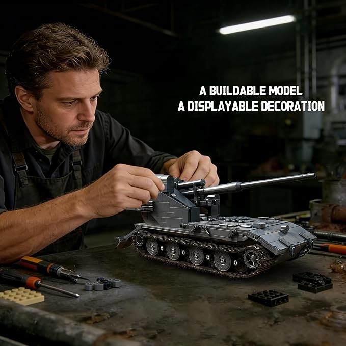 WW2 WT Auf E100 Heavy Tank Destroyer Building Sets Army Military Vehicles Collectible Model for Adults Enthusiasts 2036PCS
