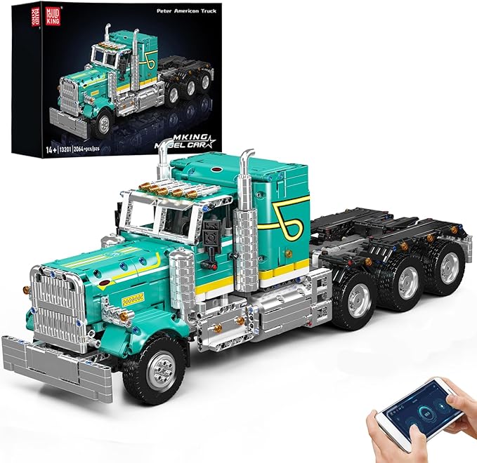 Mould King 13201 Semi Truck Building Set Flatbed Truck Toy with 3 Motors Collectible Car Model to Build and Display Buildable Gifts for Adult (2064 Pieces)