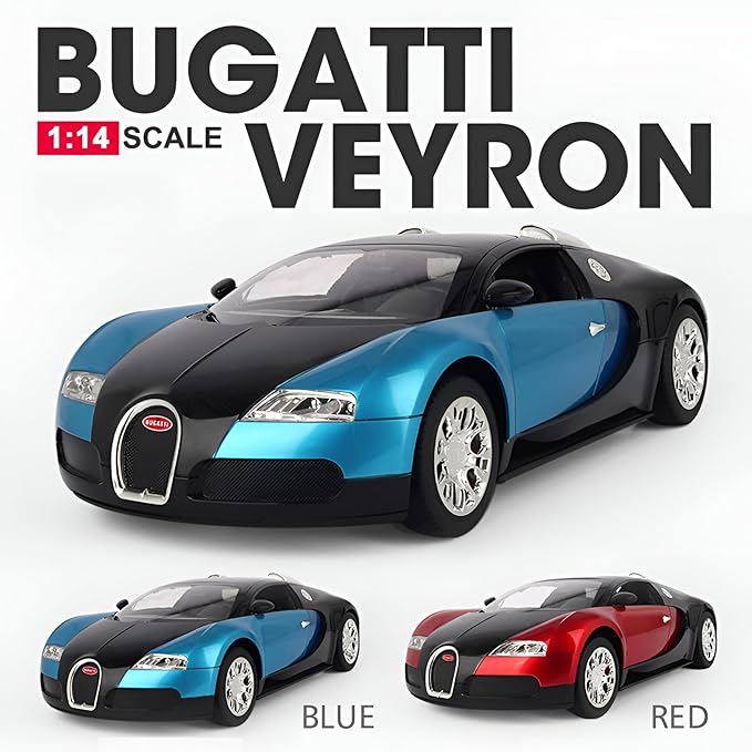 Vinie Remote Control Car for Boys RC Cars Bugatti Veyron 1:14 Scale Officially Licensed Kids Toys Drift Car with Cool Led Lights 4 5 6 7 8 9 10 11 12 Year Old Boy Birthday Gift (Blue)