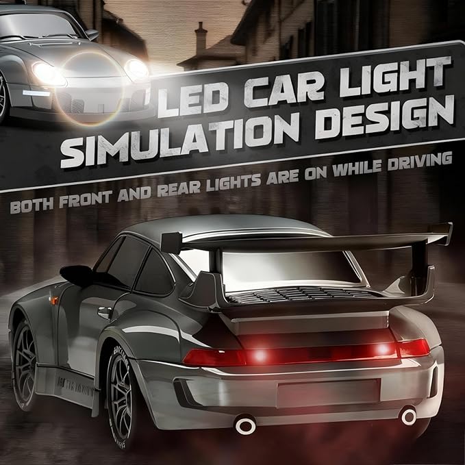 1:24 Scale RC Drift Car with LED Lights 25km/h 4WD High Speed Dual Batteries 50+ Min Play 2.4GHz Remote Control Multi-Surface Drift Tires Racing Toy Vehicle for Adults Boys Girls Royal Enforcer