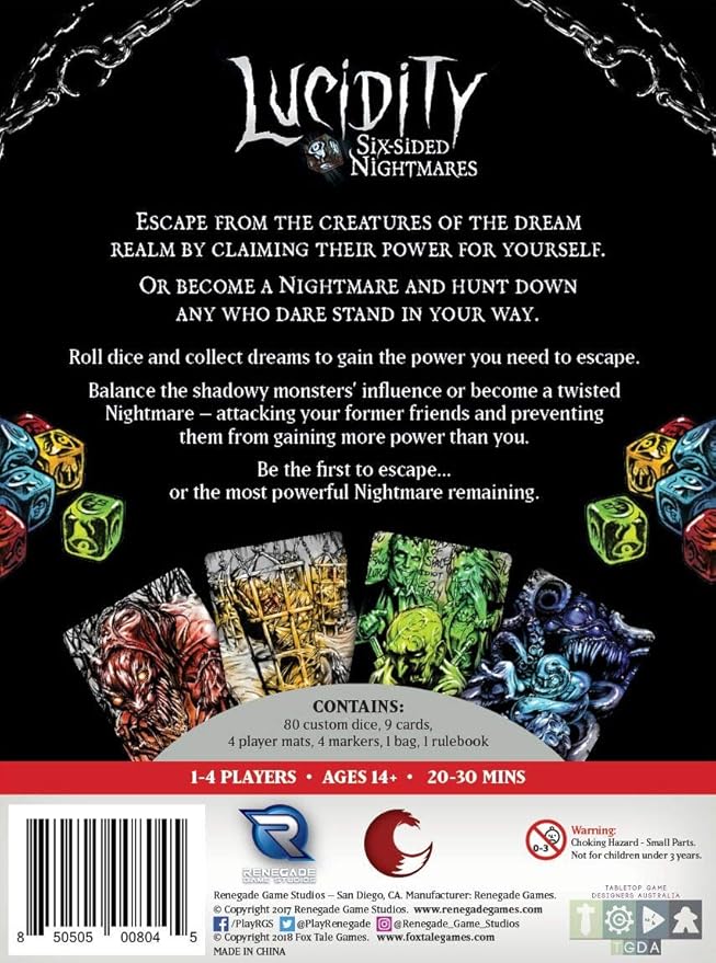 Renegade Game Studios Lucidity: Six-Sided Nightmares Push Your Luck Board Game for 1-4 Players