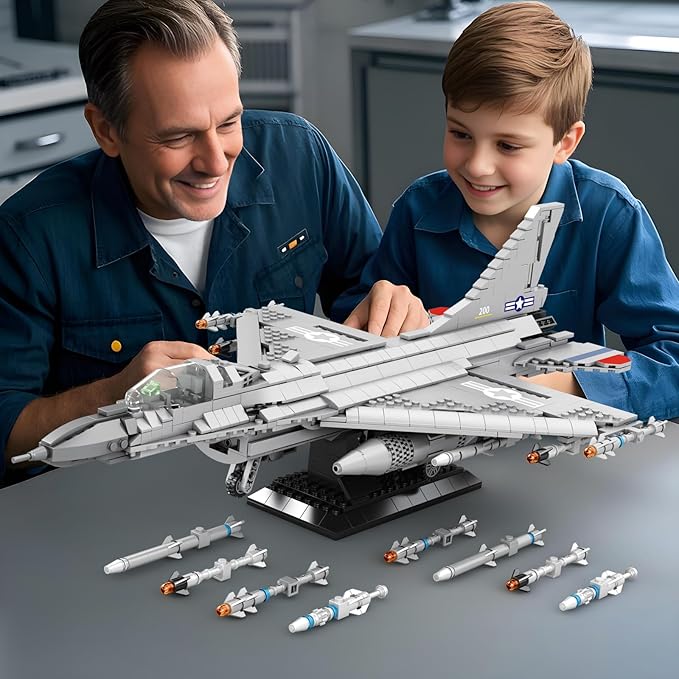 Reobrix F-16 Fighter Jet Building SetsMilitary Fighter Display ModelAir Force Building Block Set 33027Fighting Falcon Airplane Army Construction SetToys Gifts for Military Fans and Kid 14+1377PCS