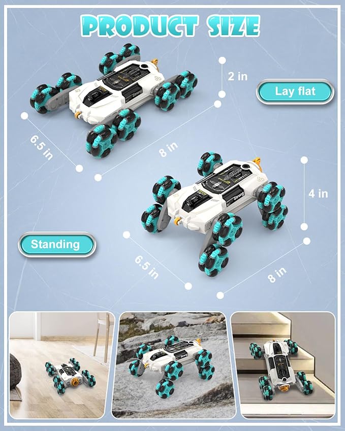 ATHLERIA Gesture Sensing Stunt Rc Cars 2.4Ghz 8Wd Rechargeable Racing Drift Double-Sided Car Hand Remote Control Crawler Toy for Boys 8 9 10 11 12 Year Old Christmas Birthday Party Present for Kids