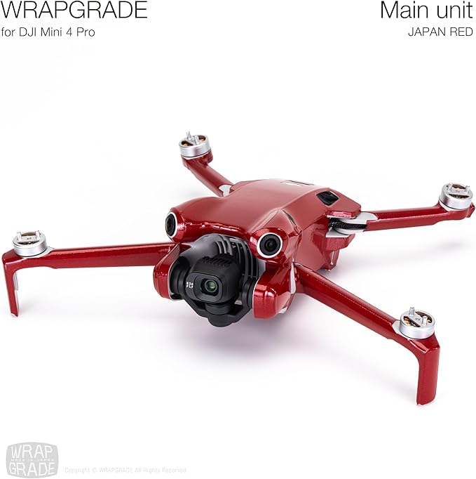 WRAPGRADE Skin Stickers Compatible with DJI Mini 4 Pro | Full Wrap (Japan Red)