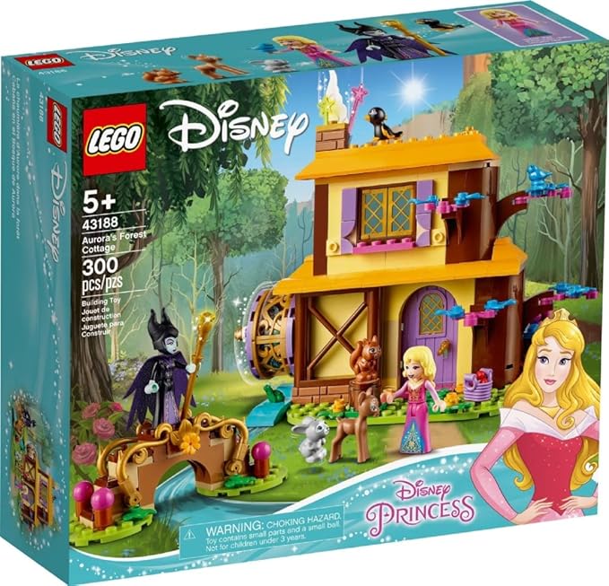 LEGO Disney Aurora’s Forest Cottage 43188 Sleeping Beauty Building Kit for Kids A Fun Holiday Present or Birthday Gift for Disney Princess Fans (300 Pieces)