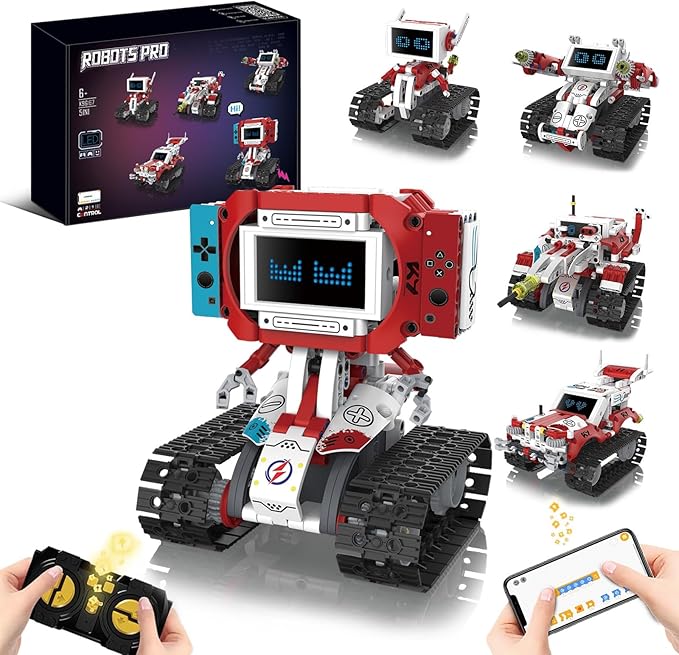 5-in-1 STEM Robot Building Kit with Remote Control &amp APP Science Robot Educational Toys for Kids Age 8-16 Birthday Gifts for Boys Girls with 358 Piece