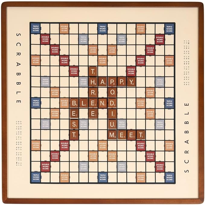 Scrabble Trivial Pursuit and Cribbage 3-in-1 Premium Game Collection by WS Game Company with Rotating Wooden Cabinet Reversible Game Board and Built-in Storage Family Board Games for 2-6 Players