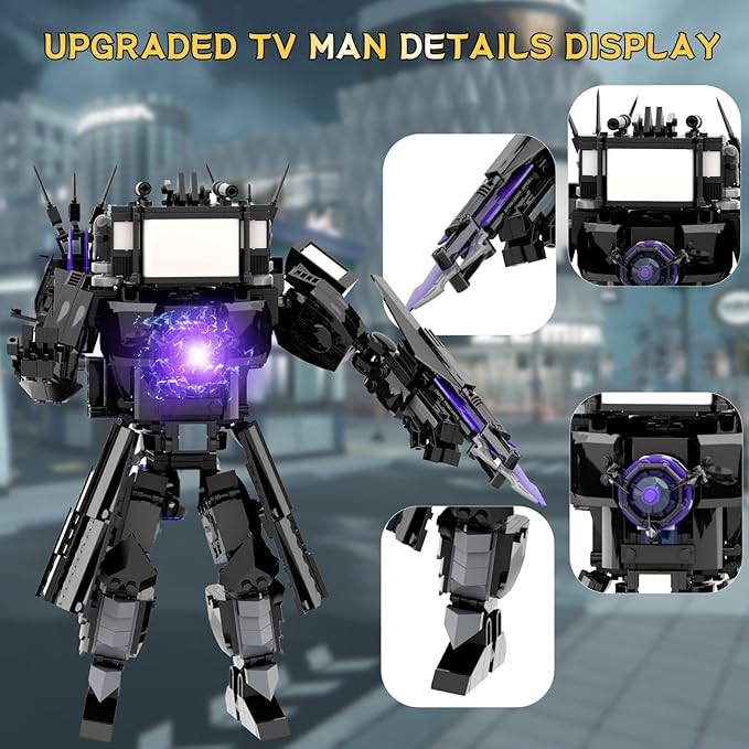 Bentex Toilet Upgraded Titan TV Man Figure Building Block Set Upgraded Cameraman Speakerman Game Model Collectible Building Bricks Birthday Gift for Adults Fans (857pcs)